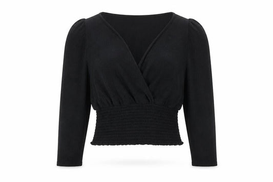 Womens UK Size 10 New Look Black Cropped Blouse