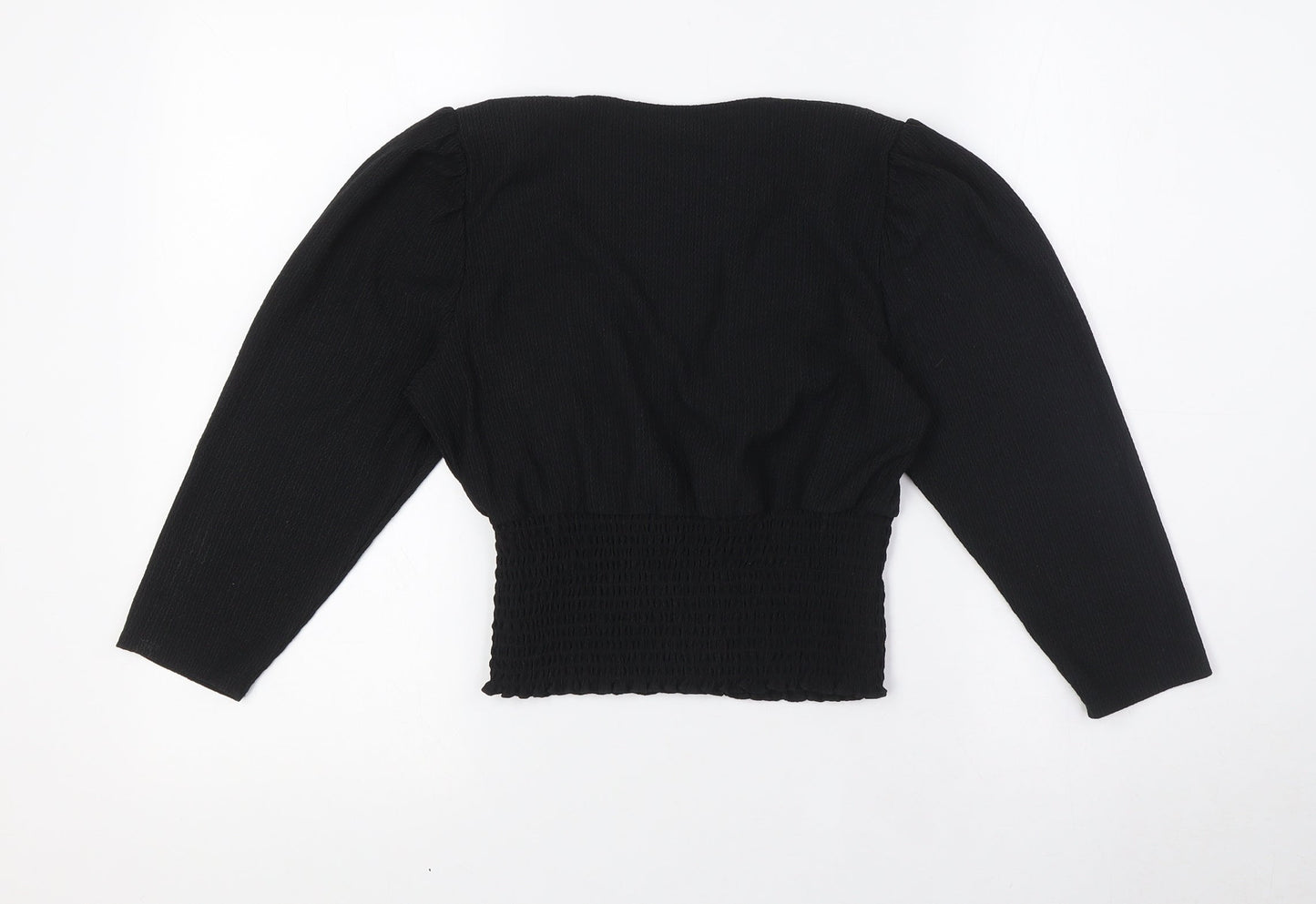 Womens UK Size 10 New Look Black Cropped Blouse