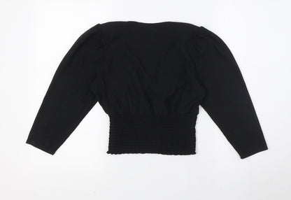 Womens UK Size 10 New Look Black Cropped Blouse