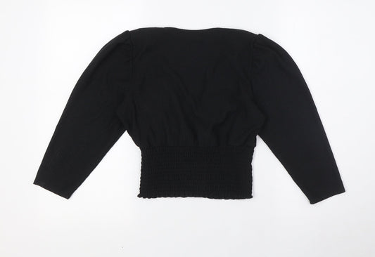 Womens UK Size 10 New Look Black Cropped Blouse