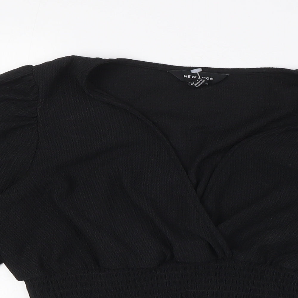 Womens UK Size 10 New Look Black Cropped Blouse