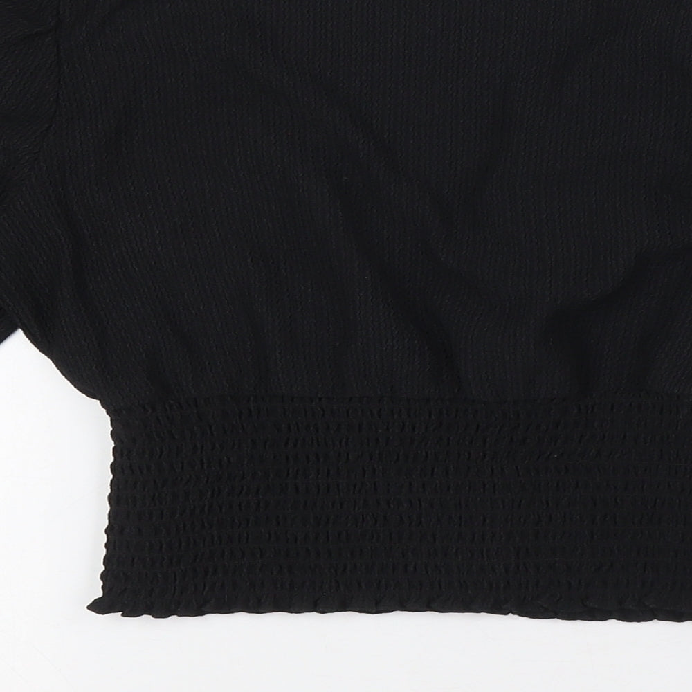 Womens UK Size 10 New Look Black Cropped Blouse