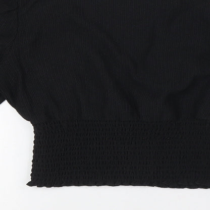 Womens UK Size 10 New Look Black Cropped Blouse