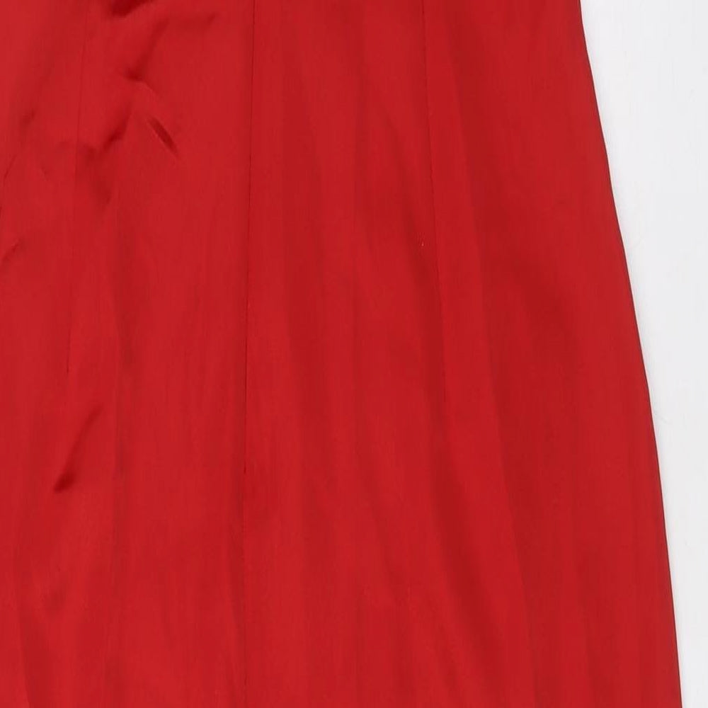Zara Womens Red Polyester A-Line Size M Round Neck Zip - Wrap Effect