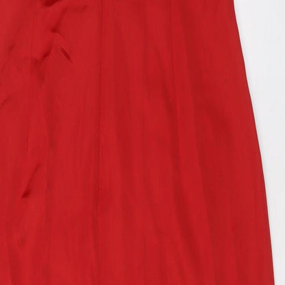 Zara Womens Red Polyester A-Line Size M Round Neck Zip - Wrap Effect