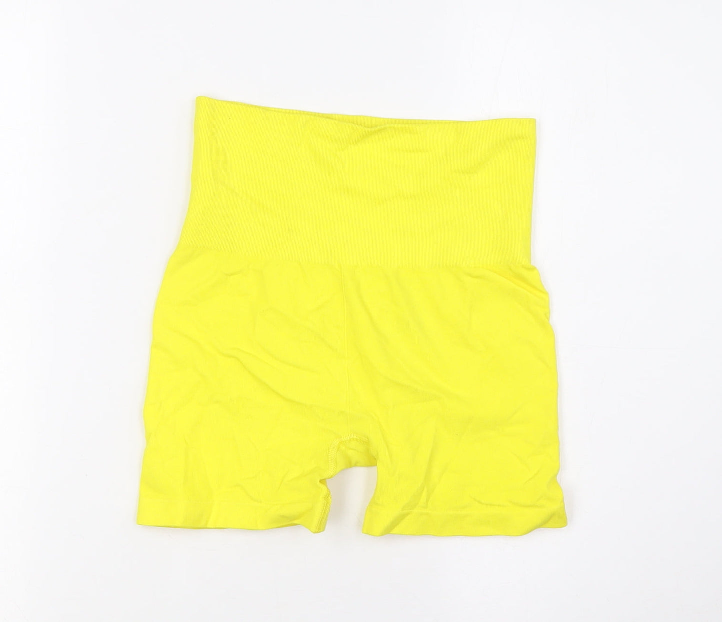 H&M Womens Yellow Polyester Compression Shorts Size S L4 in Slim - High Waist
