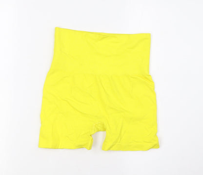 H&M Womens Yellow Polyester Compression Shorts Size S L4 in Slim - High Waist