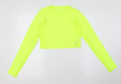 ASOS Womens Yellow Polyester Basic T-Shirt Size 8 Round Neck - Fluorescent