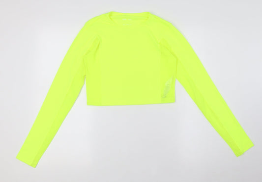 ASOS Womens Yellow Polyester Basic T-Shirt Size 8 Round Neck - Fluorescent