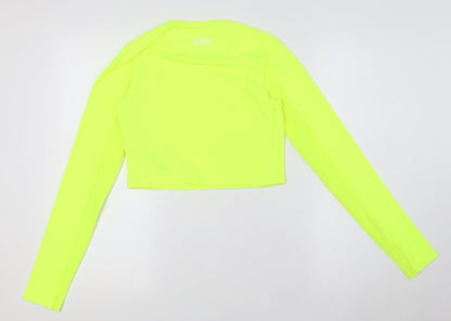 ASOS Womens Yellow Polyester Basic T-Shirt Size 8 Round Neck - Fluorescent