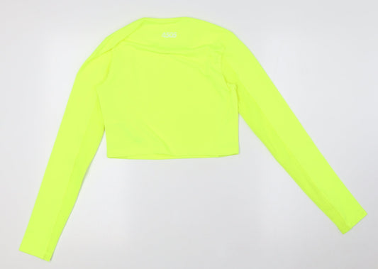 ASOS Womens Yellow Polyester Basic T-Shirt Size 8 Round Neck - Fluorescent