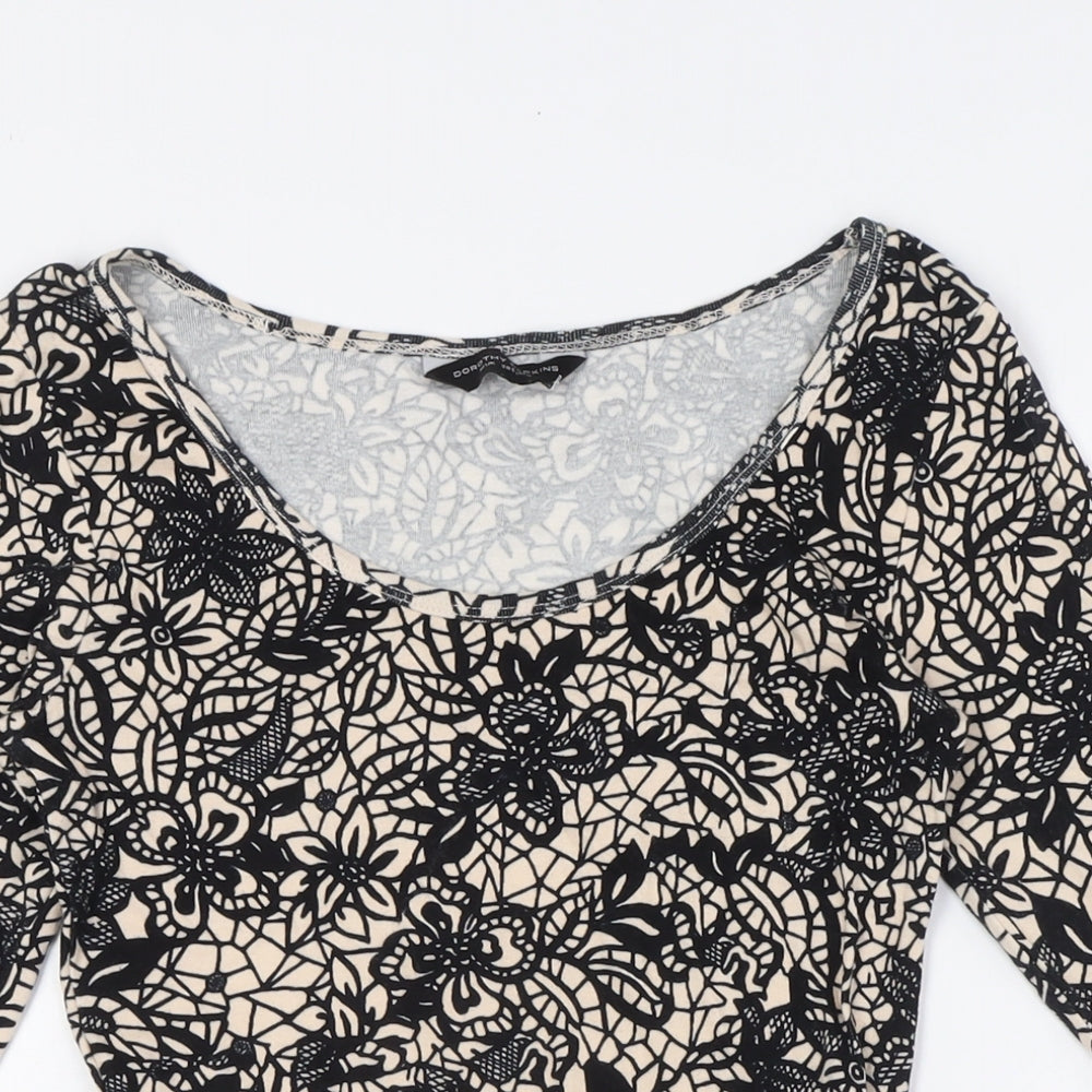 Womens UK Size 10 Dorothy Perkins Beige Basic T-Shirt