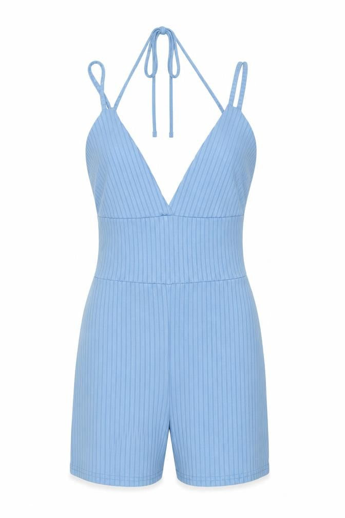 Womens UK Size 6 PRETTYLITTLETHING One-Piece Blue Playsuit