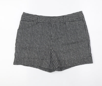 Ellen Reyes Womens Black Cotton Basic Shorts Size 10 L4 in Regular Zip - Turn Ups