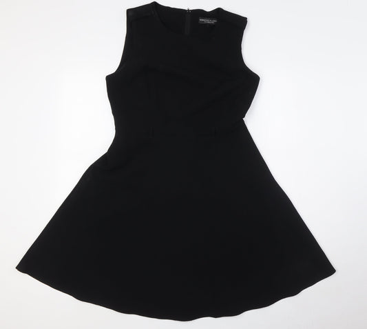 Dorothy Perkins Womens Black Polyester A-Line Size 12 Round Neck Zip