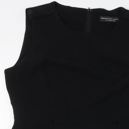 Dorothy Perkins Womens Black Polyester A-Line Size 12 Round Neck Zip