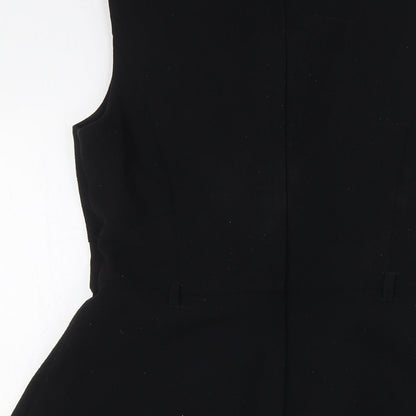 Dorothy Perkins Womens Black Polyester A-Line Size 12 Round Neck Zip