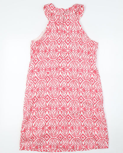 I.N.C Womens Pink Cotton Pencil Dress Size 12 Round Neck Button - Beaded Neck