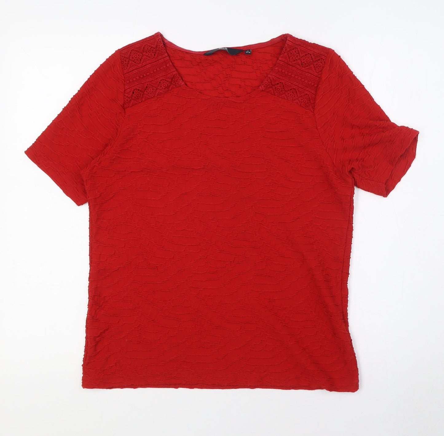 Womens UK Size S Isle Red Basic T-Shirt