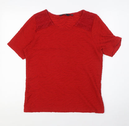 Womens UK Size S Isle Red Basic T-Shirt
