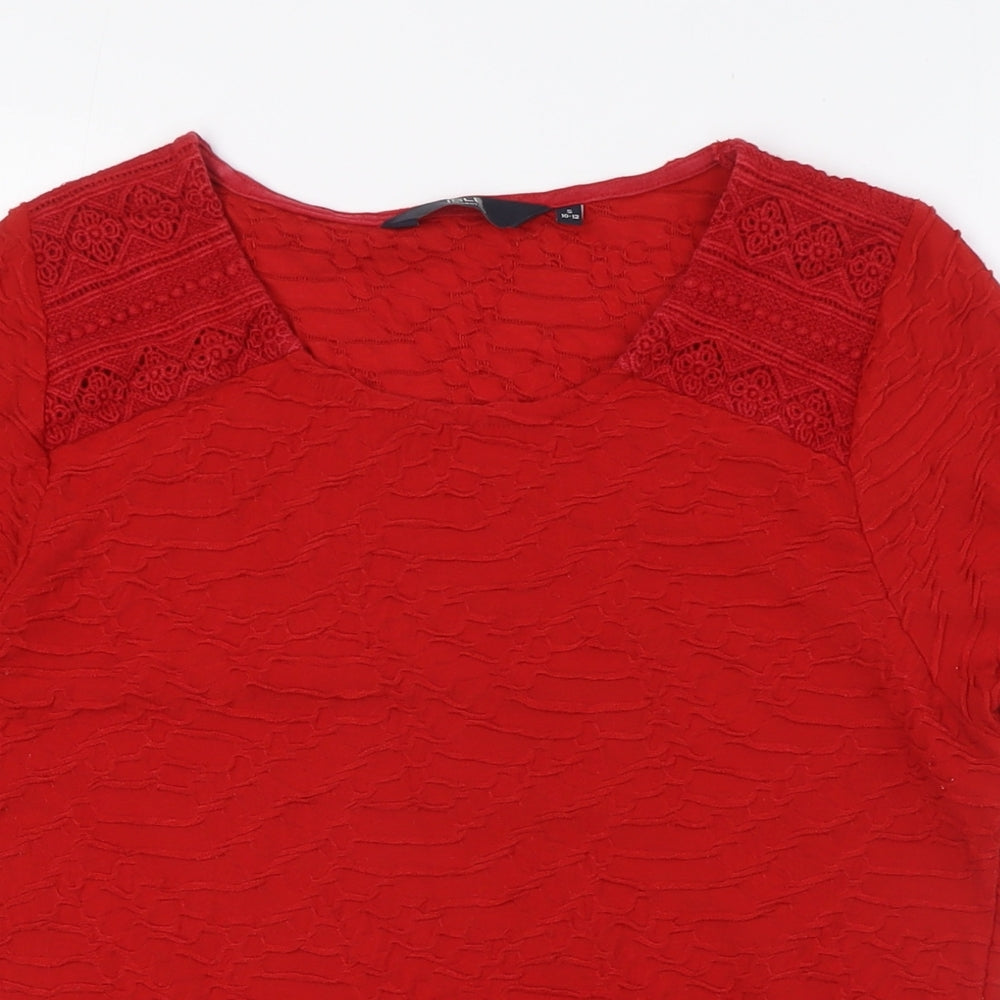 Womens UK Size S Isle Red Basic T-Shirt