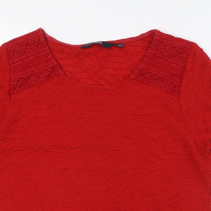 Womens UK Size S Isle Red Basic T-Shirt