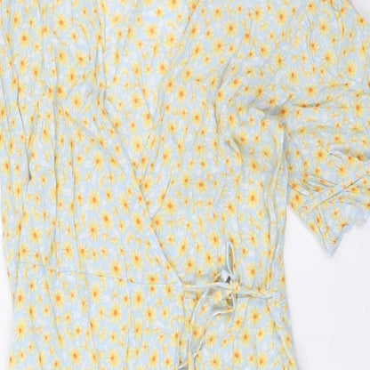 Pimkie Womens Multicoloured Floral Viscose Wrap Dress Size 8 V-Neck Tie