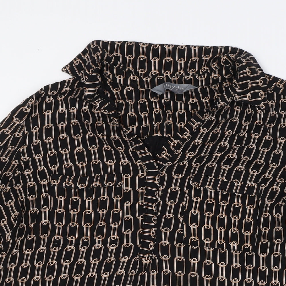 Womens UK Size 14 Principles Black Tunic Blouse