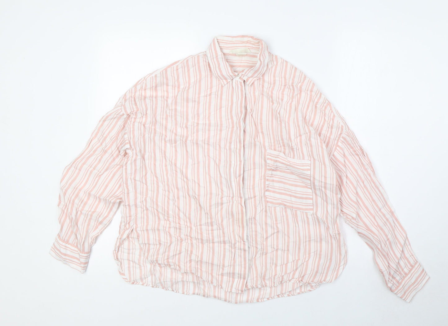 Womens UK Size 4 H&M Pink Basic Button-Up