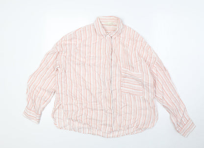 Womens UK Size 4 H&M Pink Basic Button-Up