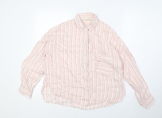 Womens UK Size 4 H&M Pink Basic Button-Up