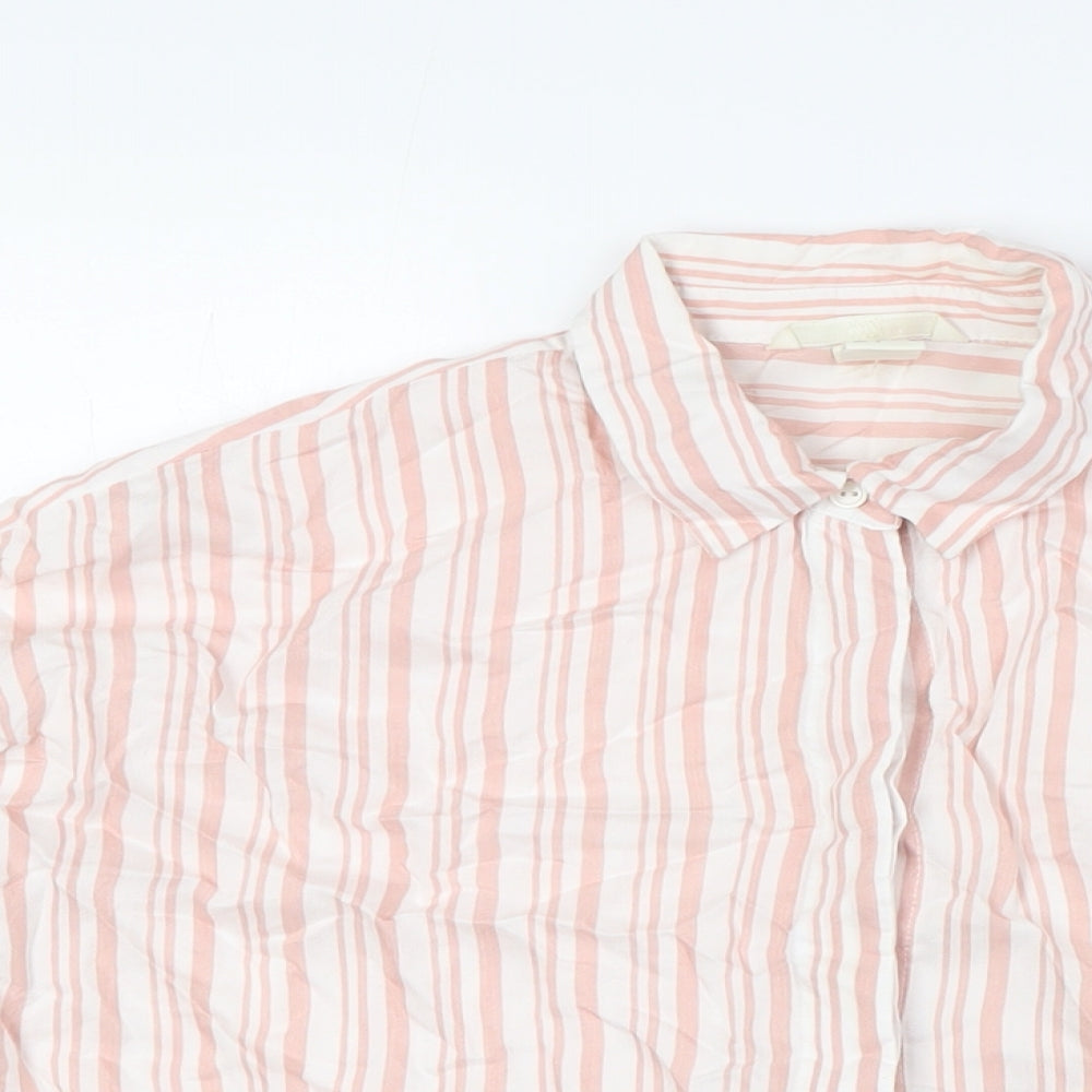 Womens UK Size 4 H&M Pink Basic Button-Up