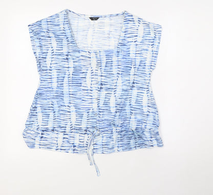 M&Co Womens Blue Polyester Basic Blouse Size 8 Square Neck - Pull Waist