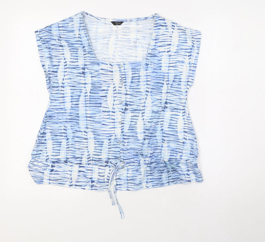 M&Co Womens Blue Polyester Basic Blouse Size 8 Square Neck - Pull Waist