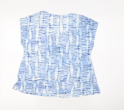 M&Co Womens Blue Polyester Basic Blouse Size 8 Square Neck - Pull Waist