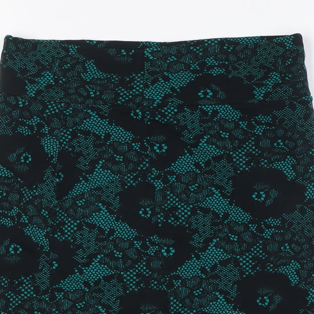 Divided Womens Black Polyester A-Line Skirt Size 10