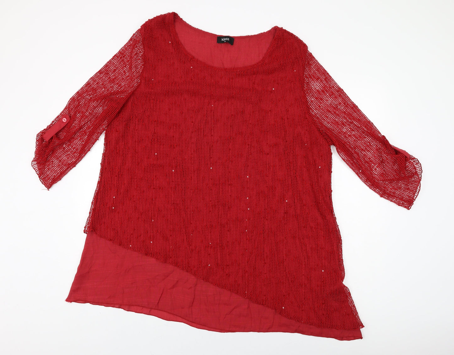 Womens UK Size 2XL Klass Red Basic T-Shirt