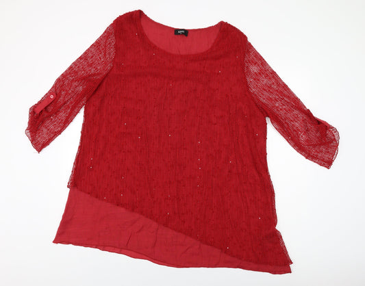 Womens UK Size 2XL Klass Red Basic T-Shirt