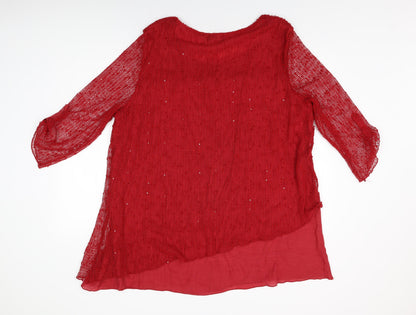 Womens UK Size 2XL Klass Red Basic T-Shirt