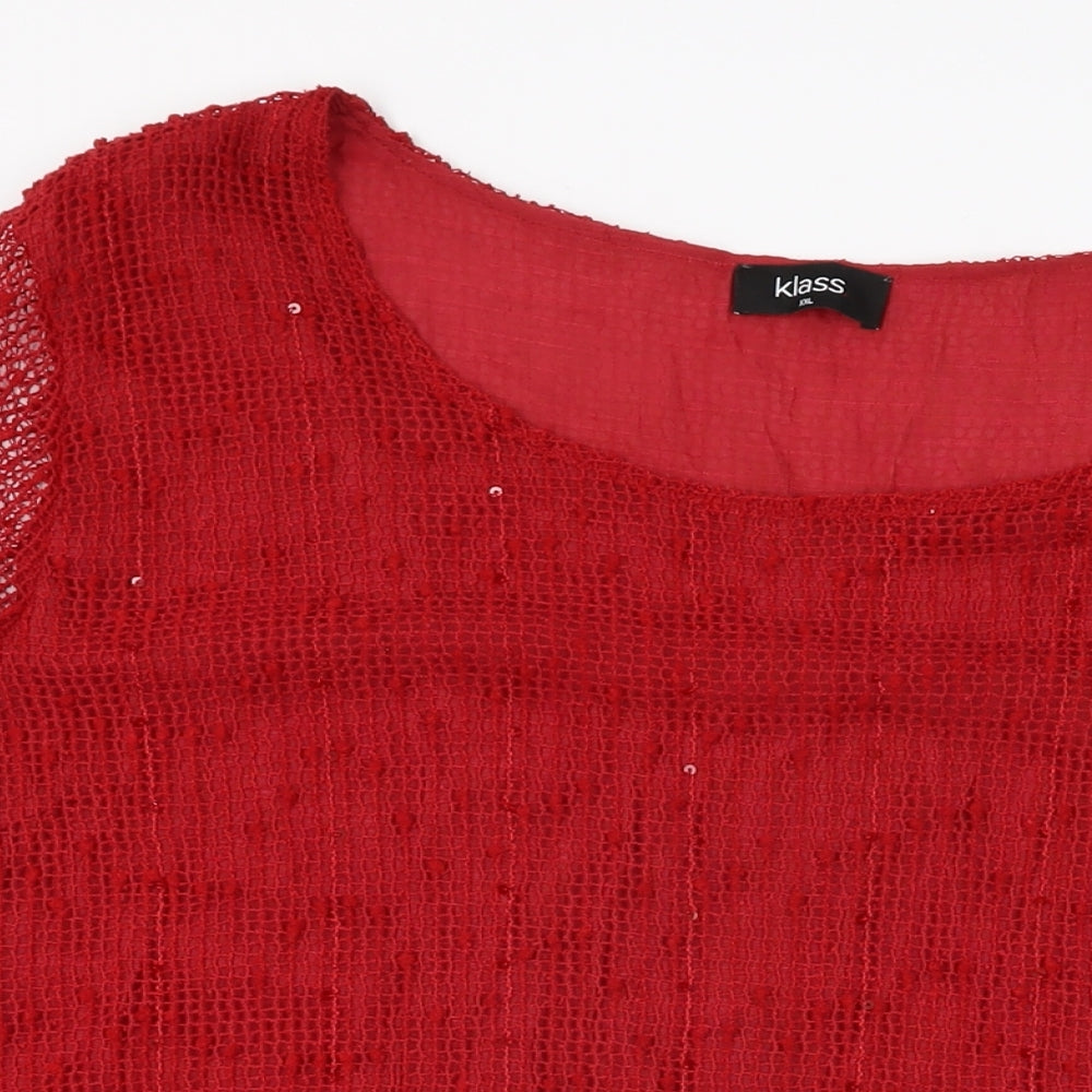 Womens UK Size 2XL Klass Red Basic T-Shirt