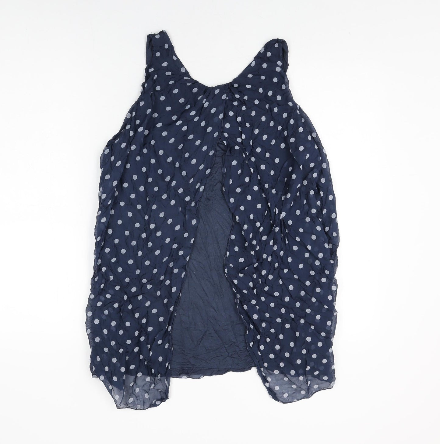 H Trend Womens Blue Polka Dot Viscose Basic T-Shirt Size S Round Neck