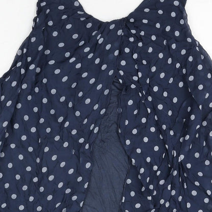 H Trend Womens Blue Polka Dot Viscose Basic T-Shirt Size S Round Neck