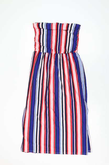 Oasis Womens Multicoloured Striped Viscose Shift Size S Off the Shoulder Pullover