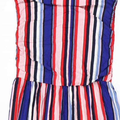 Oasis Womens Multicoloured Striped Viscose Shift Size S Off the Shoulder Pullover