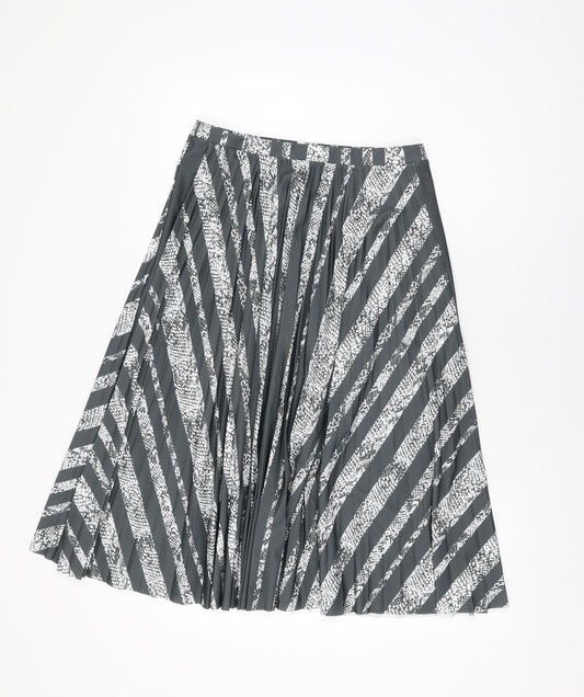 NEXT Womens Grey Geometric Polyester Swing Skirt Size 10