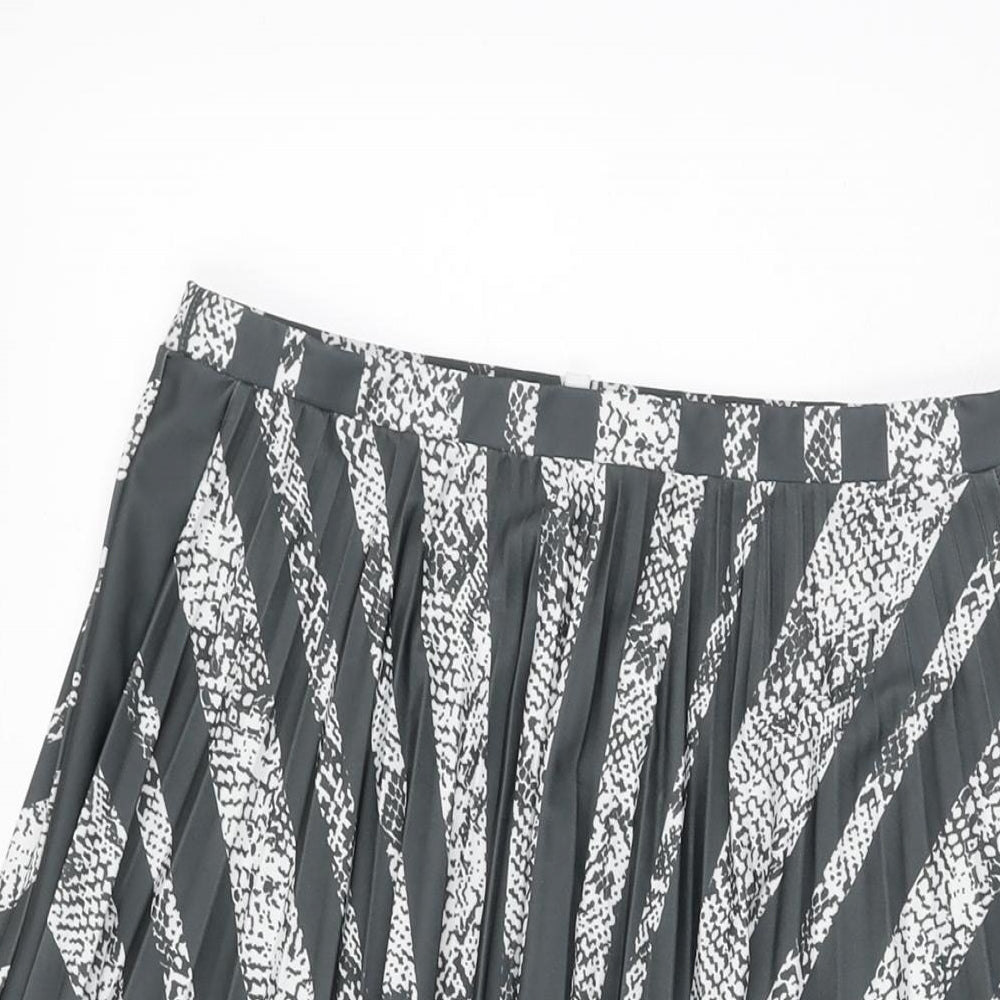 NEXT Womens Grey Geometric Polyester Swing Skirt Size 10