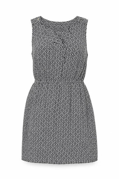 Oasis Womens Black Geometric Polyester Mini Size 10 V-Neck Pullover