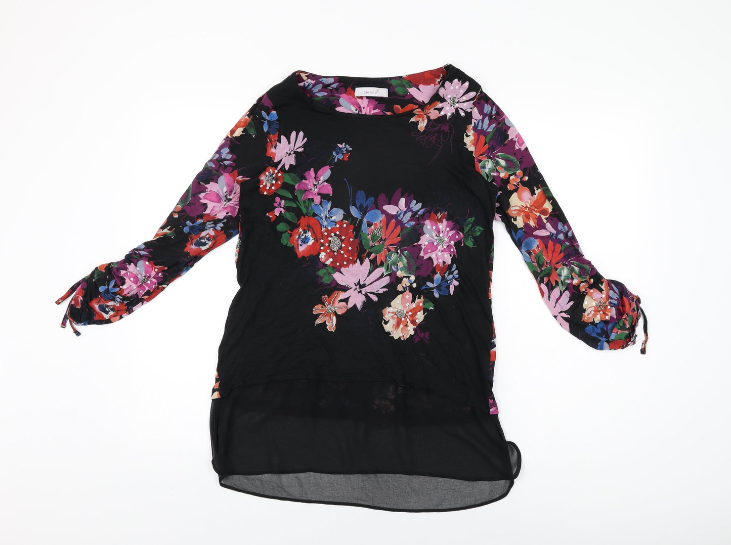 Womens UK Size 10 Per Una Black Basic T-Shirt