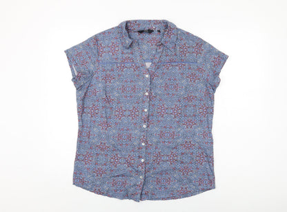 Womens UK Size 16 Isle Blue Basic Button-Up