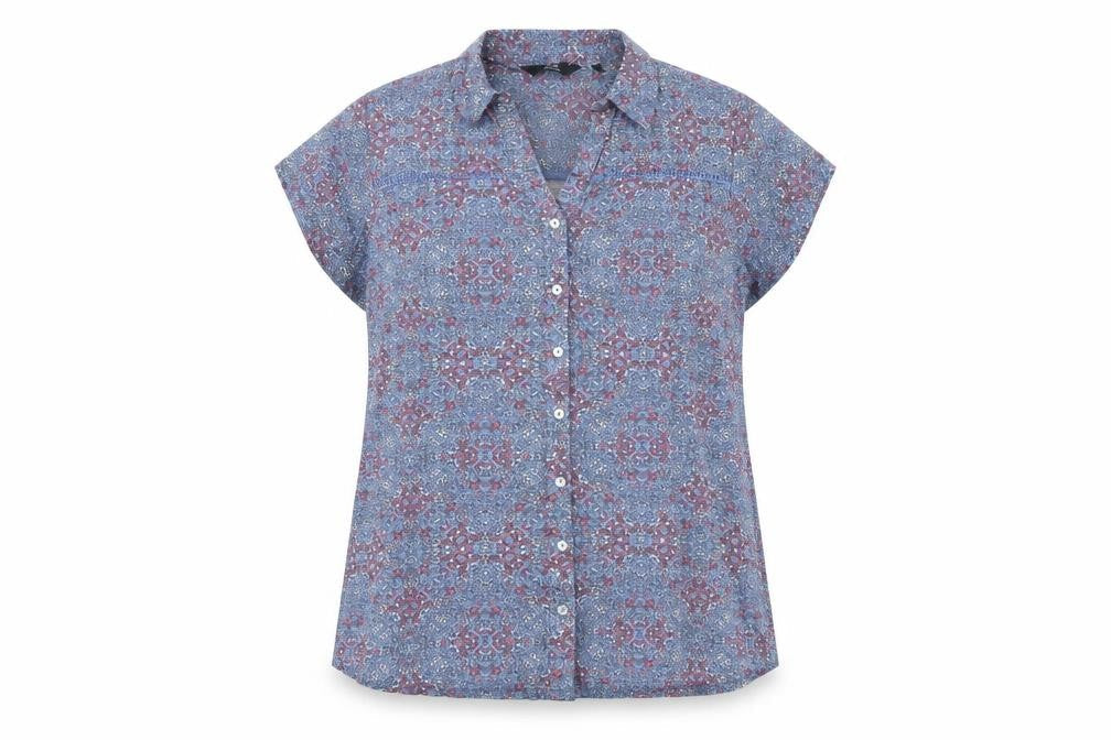 Womens UK Size 16 Isle Blue Basic Button-Up